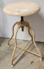 Vintage Metal Adjustable Stool 22 1/2" H X 13" Diam.