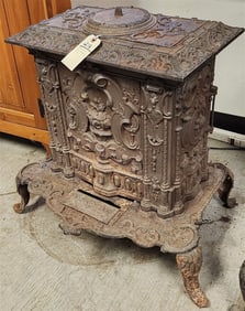 19th C Cast Iron Stove SH Bransome & Co. Albany NY 27" H X 25" W X 19" D
