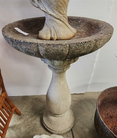 Cast Cement Bird Bath 3' H X 22" Diam.
