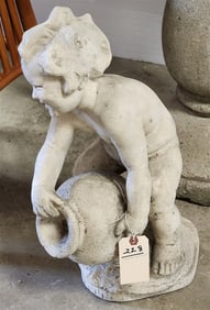 Cast Cement Figural Lawn Ornament 21 1/2" H