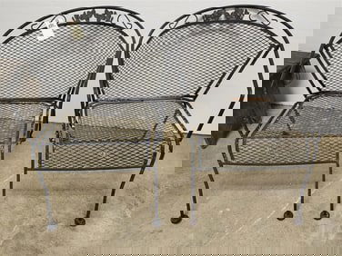 Pr. Wrought Patio Chairs 30" H X 22" W X 17" D