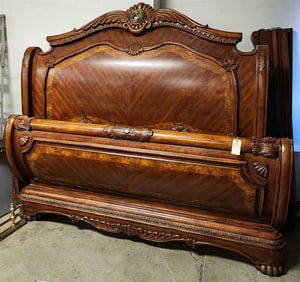 Michael Amini Cortina Walnut California King Sleigh Bed 74" H X 83" W