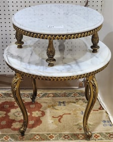 Metal & Marble 2 Tier Stand 2' H X 22" Diam.