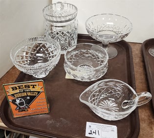 Tray 5 Pcs. Waterford - Covered Jar, Compote, 2 Footed Bowls + Creamer