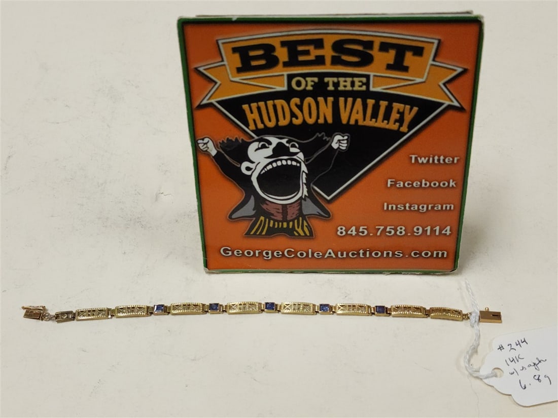 14K Bracelet w/Saphires 6.8 Grams: 14K Bracelet w/Saphires 6.8 Grams