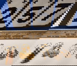 4 Prs. 14K Earrings - 2 w/Onyx 10.7 Grams (Weight w/Stones)