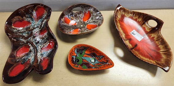 Lot 4 Mid Century Glazed Ceramic Bowls - Ferlay, Vallauris Etc.