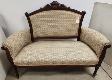 Vict. Walnut Sofa 42" H X 58" W X 19" D