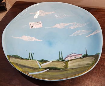 Ceramic Bowl By Alessandro In Montelupo, Italy 4" H X 17 1/2" Diam.