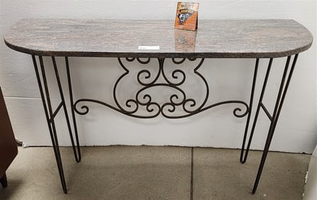 Wrought Base Granite Top Console Table 31" H X 50" W X 20" D