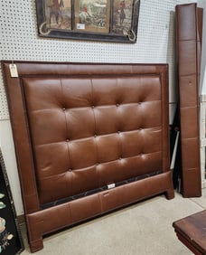 Ethan Allen Leather Uphols. Queen Size Bed 61" W X 68" W