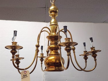 Brass 6 Arm Chandelier