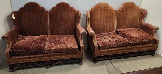 Pr. Jacobean Style Sofas 50 1/2" H X 66" W X 24" D + 50 1/2" H X 71" W X 24" D