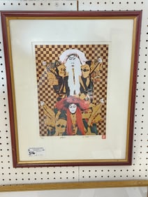 Framed Litho Kabuki Pencil Sgnd H. Kato 22/300 14 1/2" X 11" w/Frame 22 1/2" X 18 1/2"