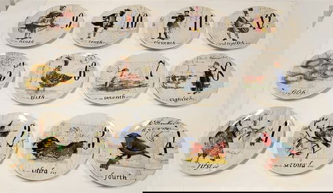 Tray 12 Wm. Sonoma 12 Days Of Christmas Plates 8 1/2" Diam.