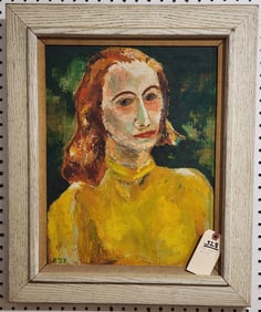 Framed O/B Portrait Of A Woman Sgnd J.R. '57  18" X 14" w/Frame 23 1/2" X 19 1/2"