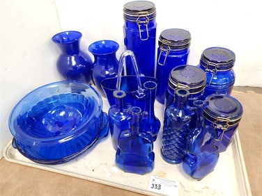 Tray Cobalt Glass - Canisters, Bowls, Vases, Etc..