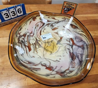 Art Glass Bowl Sgnd La Chausser 2008  4 1/2" H X 18" Diam,.