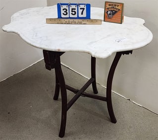 Chinese Folding Base Table w/Marble Top 26" H X 34" W X 26" D