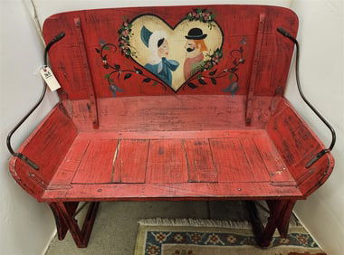 Ptd. Vintage Buck Board Seat 33" H X 42" W X 15 1/2" D