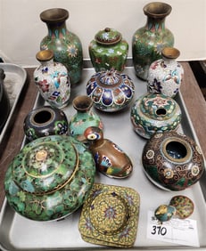 Tray Cloisonne Vases & Covered Jars