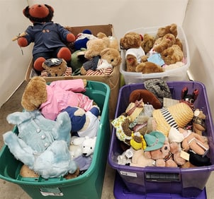Lot 3 Tubs & 1 Bx Of Stuffed Bears