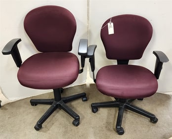 Pr. Office Adjustable Desk Chairs 25" X 24 1/2" X 18" D