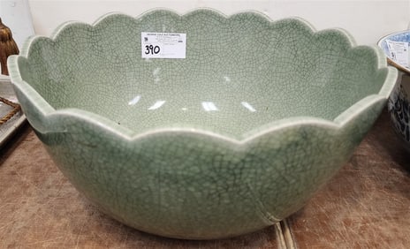 Chinese Celedon Bowl 7 1/" X 17" Diam., Chinese Blue & White Bowl 6 1/2" X 14 1/4" Diam., Kutani
