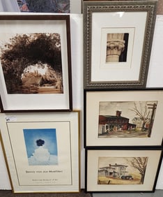 5 Pcs. Artwork - 2 Watercolor, Muehlen Poster + Lithos