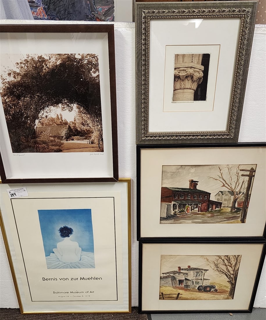 5 Pcs. Artwork - 2 Watercolor, Muehlen Poster + Lithos (1 of 5)