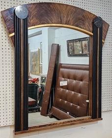 Contemporary Walnut & Marble Framed Mirror 45" X 44"