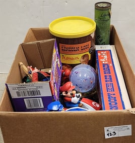 Bx Childrens Toys - Spiderman Jointed Figure, Paw Patrol, Mario, Goofy Puppet, Lincoln Logs, Etc.