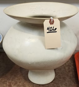 Glazed Ceramic Vase 13" H X 11" Diam.