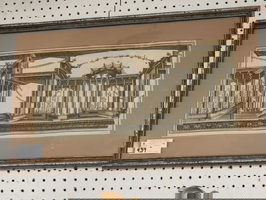 18th C Engr. Architectural Study 10" X 21 3/4" w/Frame 16 1/2" X 28 1/2"