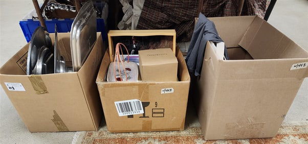 3 Bx's Misc. - Cellini Craft Aluminum Serving Tray, 2- Bx'd Lenox Cups/Saucers "Blossoms & Birds",