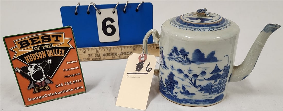 Canton Tea Pot 5" H X 7 1/2" W X 4 1/2" D (1 of 5)