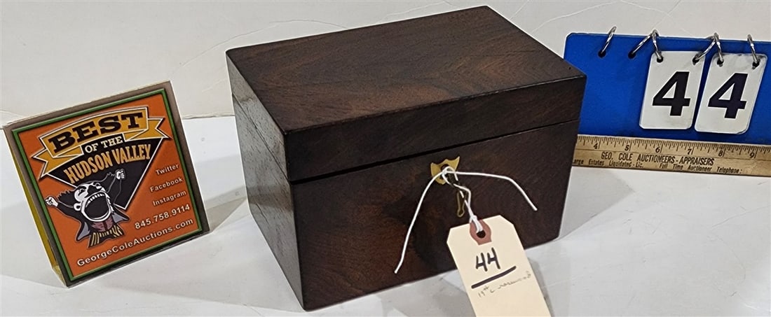 19th C Rosewood Tea Caddy 5 1/4" H X 7 3/4" W X 5" D (1 of 3)