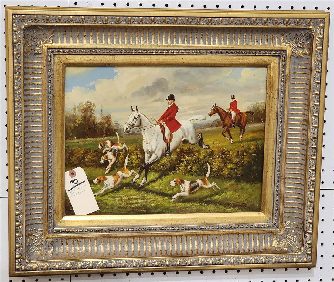 Oil On Panel Equestrian Sgnd Paul Jones 12" X 16" w/Frame 20" X 24" (1 of 2)