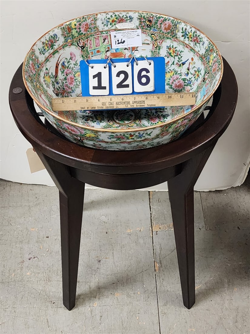 Rose Medallion Bowl 6 3/4" H X 16" Diam. - Bowl Only!: Rose Medallion Bowl 6 3/4" H X 16" Diam. - Bowl Only... Does Not Include Stand!