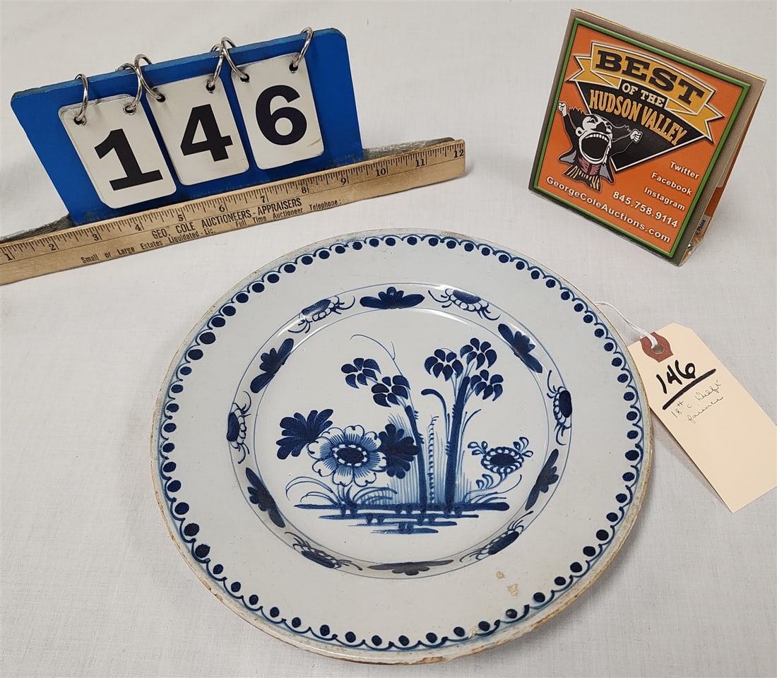 18th Delft Faience Plate 1 1/4" H X 9 1/4" Diam. (1 of 3)