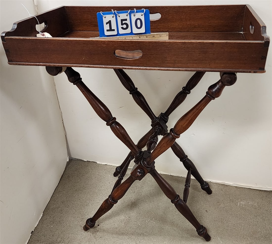 Georgian Mahogany Folding Butler's Stand w/Tray 34" H X 28 3/4" W X 16 3/4" D: Georgian Mahogany Folding Butler's Stand w/Tray 34" H X 28 3/4" W X 16 3/4" D