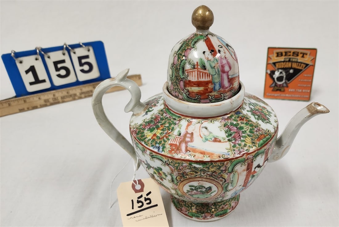 Rose Medallion Tea Pot 9" H X 6" Diam. (1 of 7)