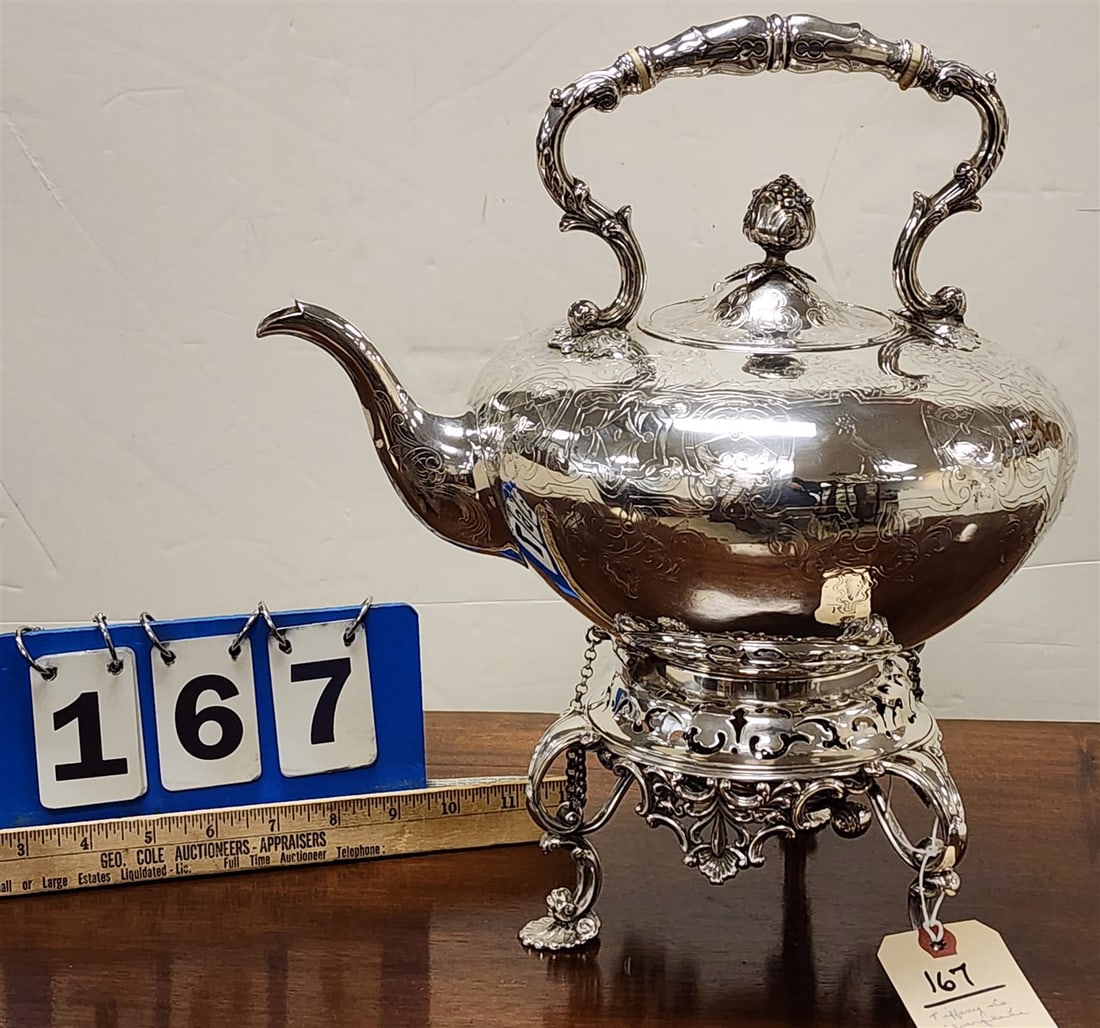 Tiffany & Co. Silverplate Tea Kettle On Stand 14 1/2" H X 9" Diam. (1 of 9)