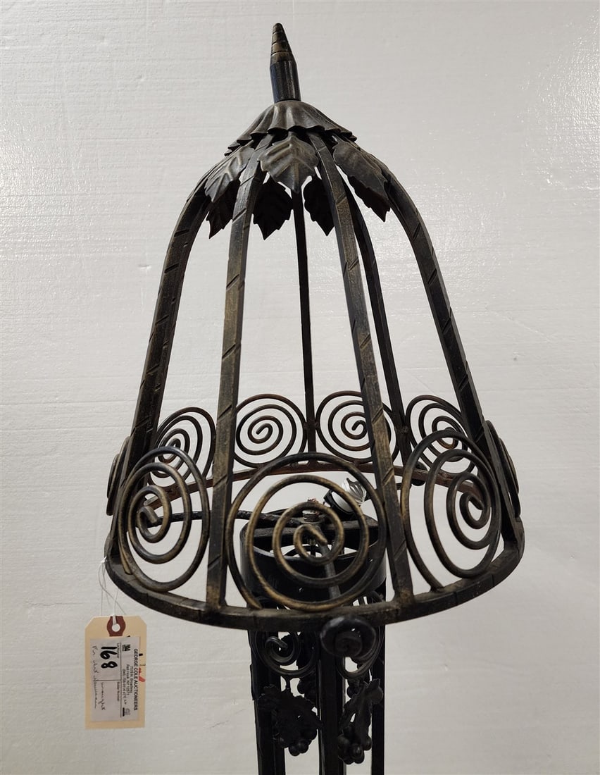 French Art Nouveau Wrought Iron Floor Lamp 68" H (1 of 3)