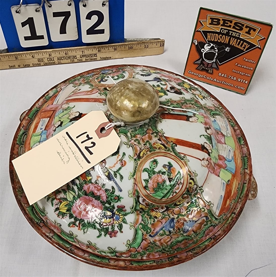 Rose Medallion Covered Warming Dish 6" H X 10 1/2" Diam. (1 of 5)