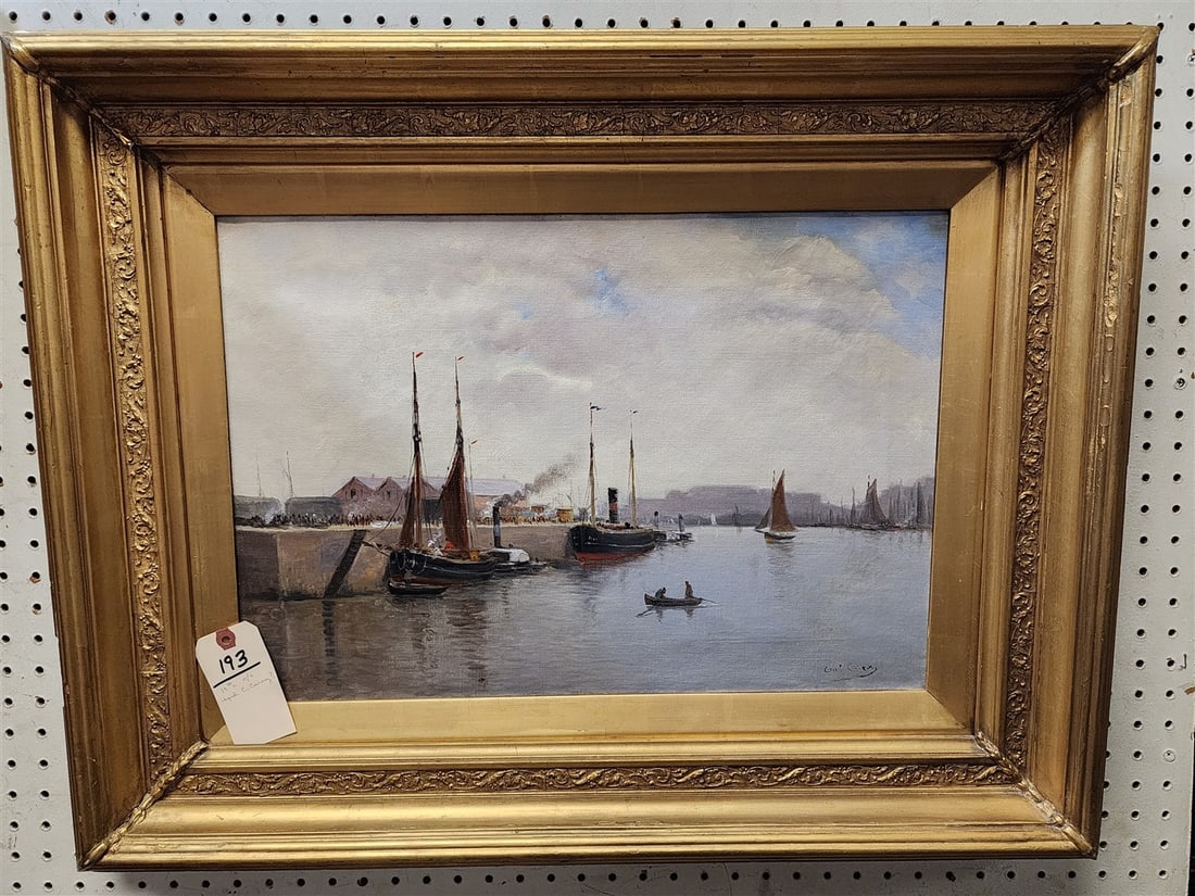 19th C O/C Marine Scene Sgnd C. Carey? 15" X 22 1/4" w/Frame 24" X 30 1/2" (1 of 9)