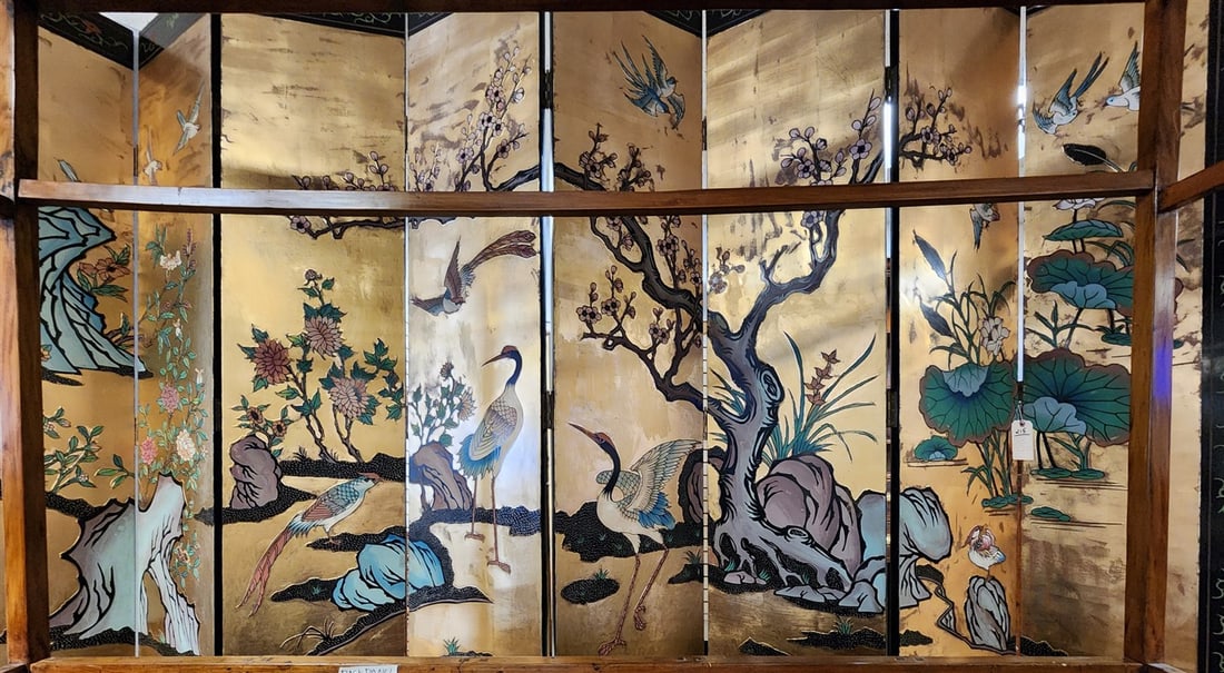 8 Panel Chinese Lacquer Screen 7'11" H X 16" W Ea. Panel (1 of 7)