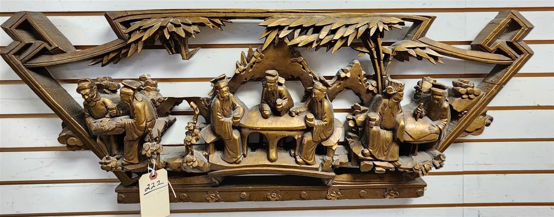 Chinese Gilt Wood Panel 16" H X 44" W: Chinese Gilt Wood Panel 16" H X 44" W