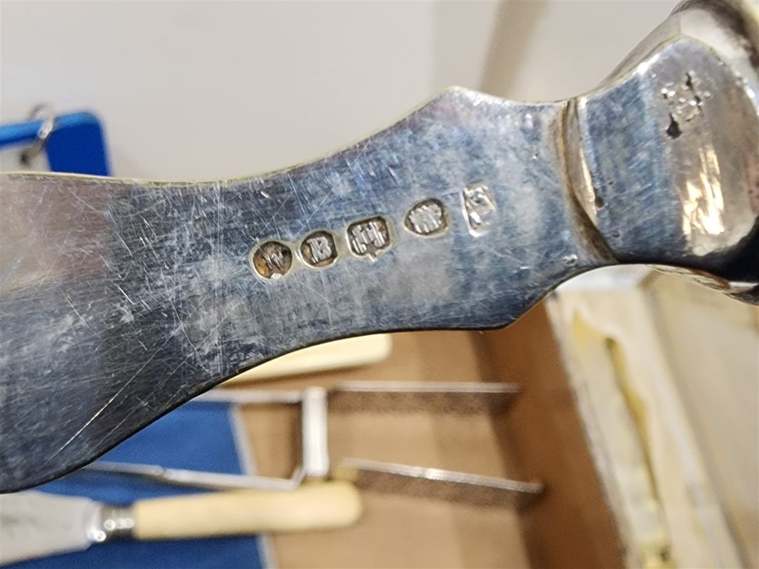 Tray 19th C Bone Handled Silverplate Serving Pcs. - 5