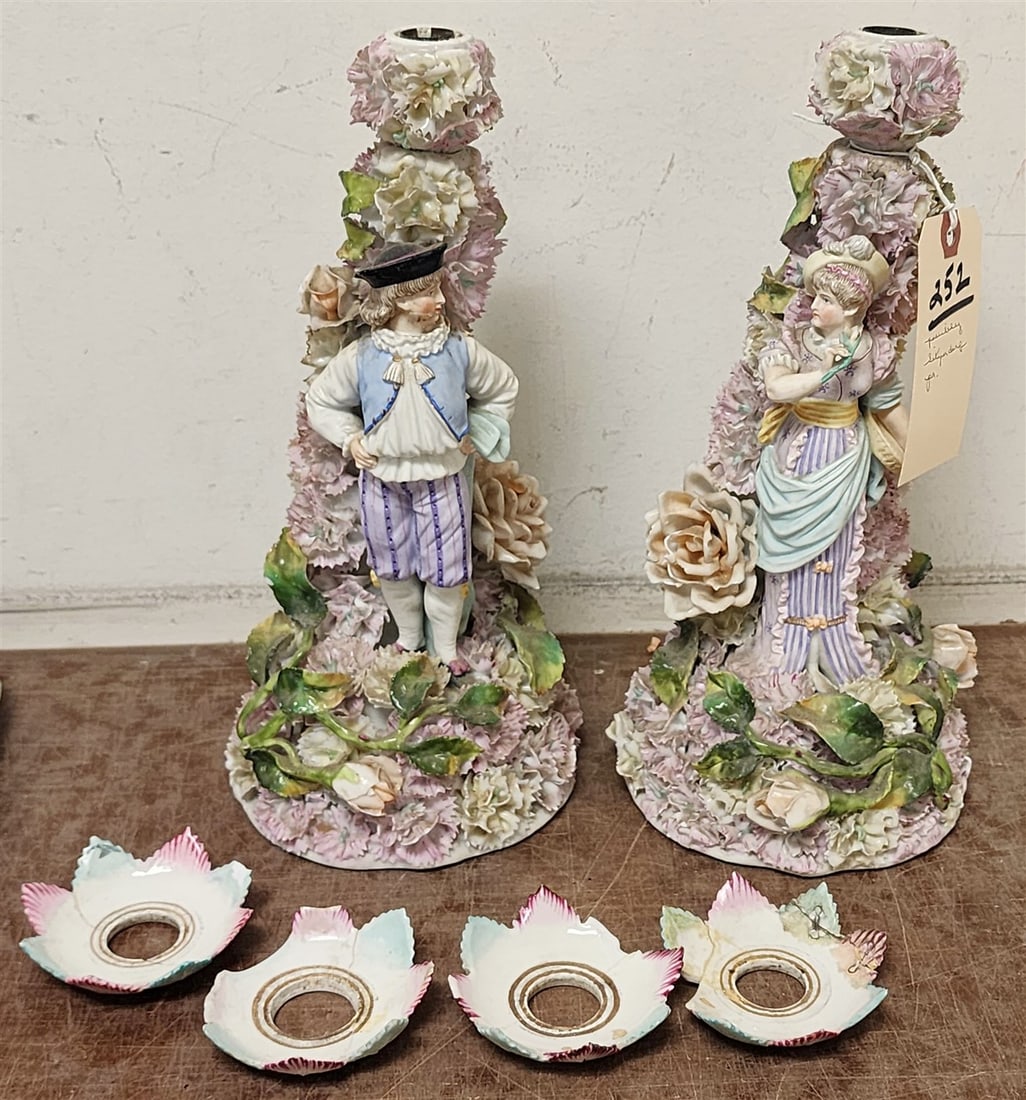 Pr. Sitzendorf-(Most Likely) Figural Candlesticks 12" (1 of 4)